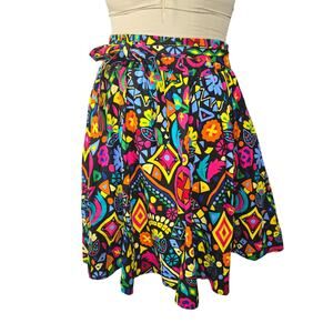 Look At Me Womens Skirt Waist Tie Pockets Colorful Boho Festival Floral Hippie